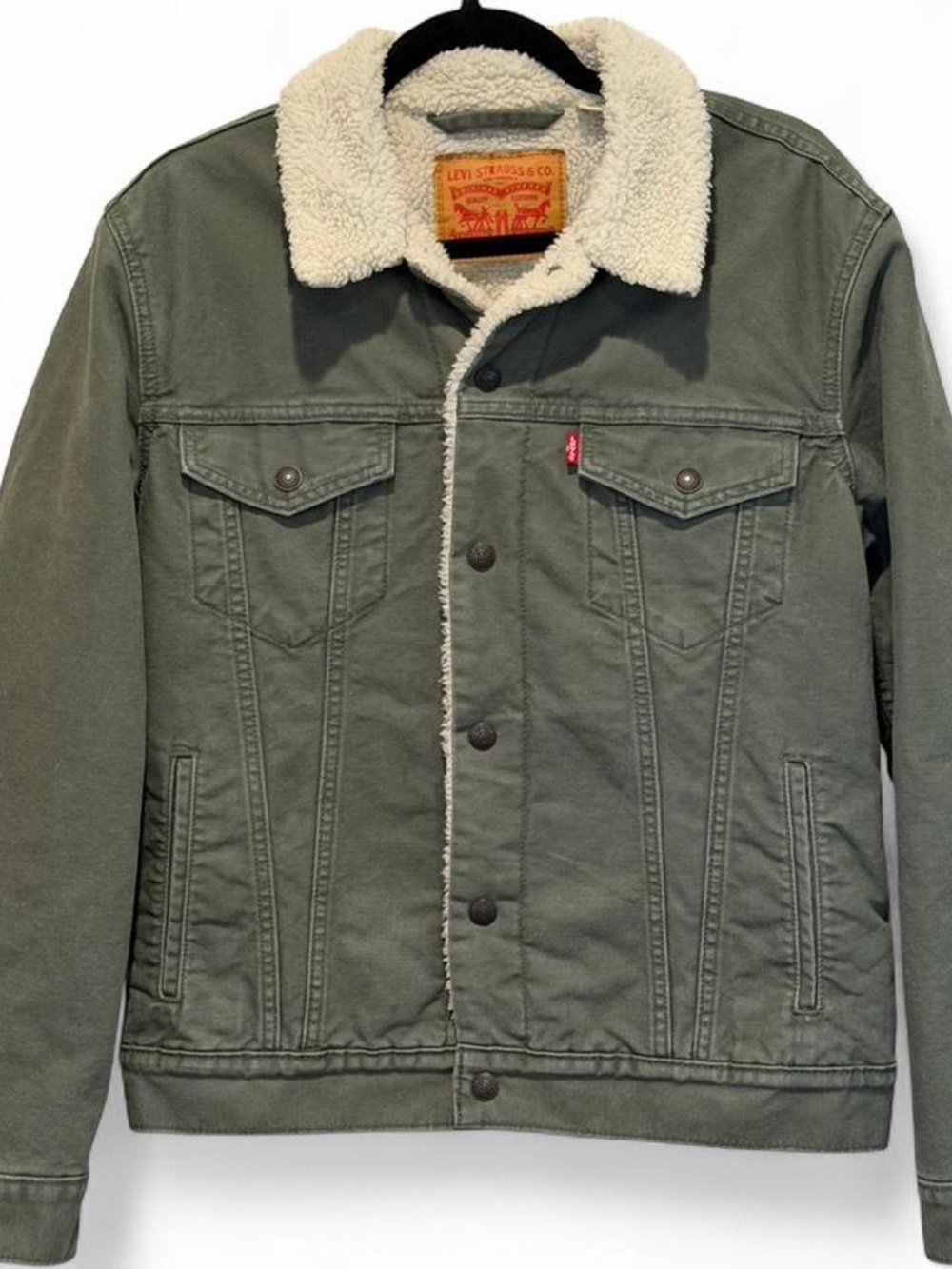 Levi's Olive Green Sherpa-Lined Trucker Jacket Men’s Small